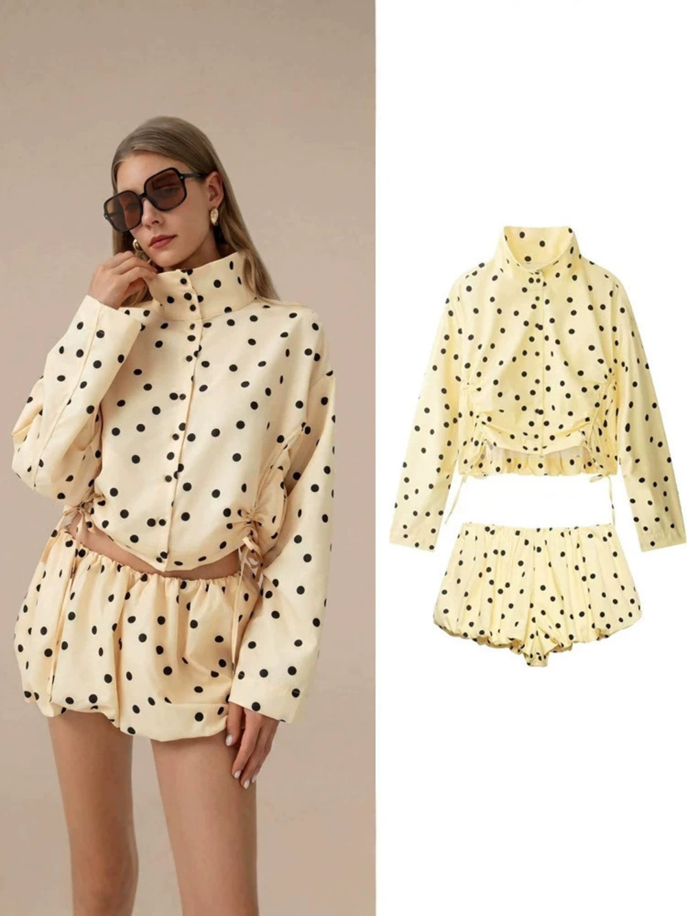 Plus Size Solid Color Puff Sleeve Round Neck Bodycon Dress Slimming